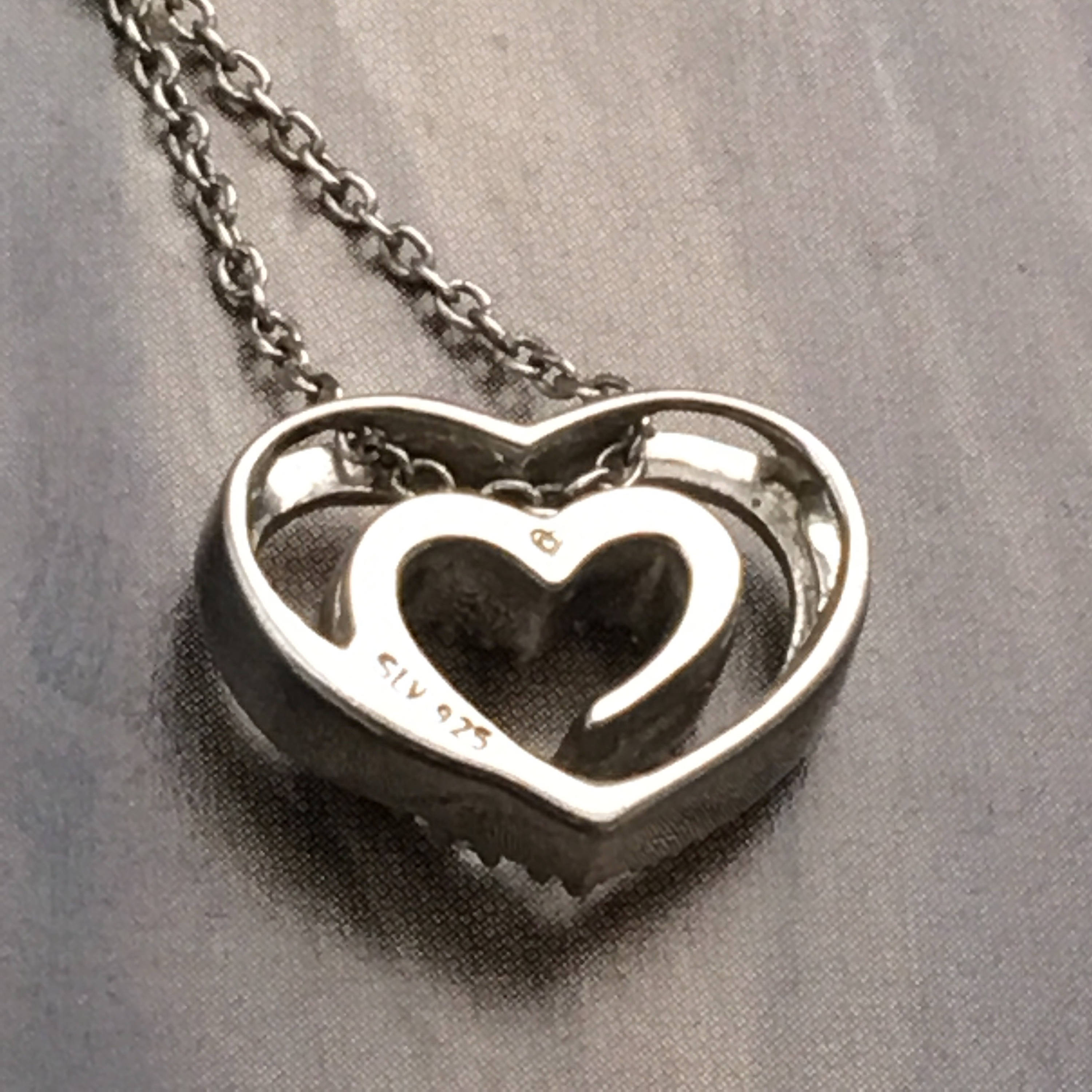 Diamond Heart Necklace Sterling Silver 18 Chain