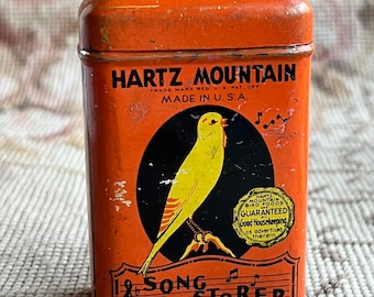 Bird Song Restorer Food Tin Vintage Hartz Mountain Canary Songbird