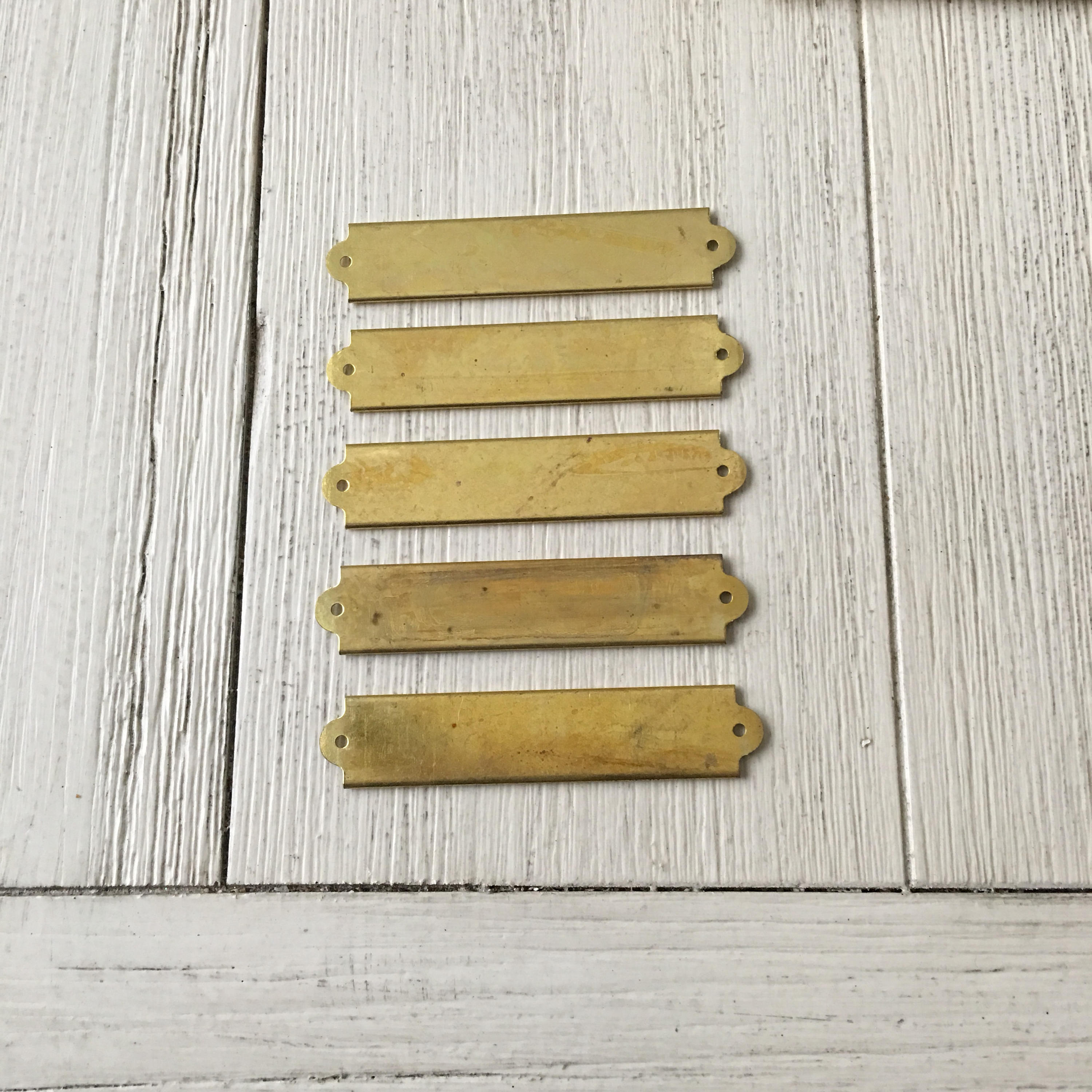 Vintage Brass Label Holders File Drawer Name Plates