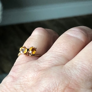 Vintage 14K Gold Citrine Toi Et Moi Bypass Ring Fine Jewelry Size 4 1/2 image 3