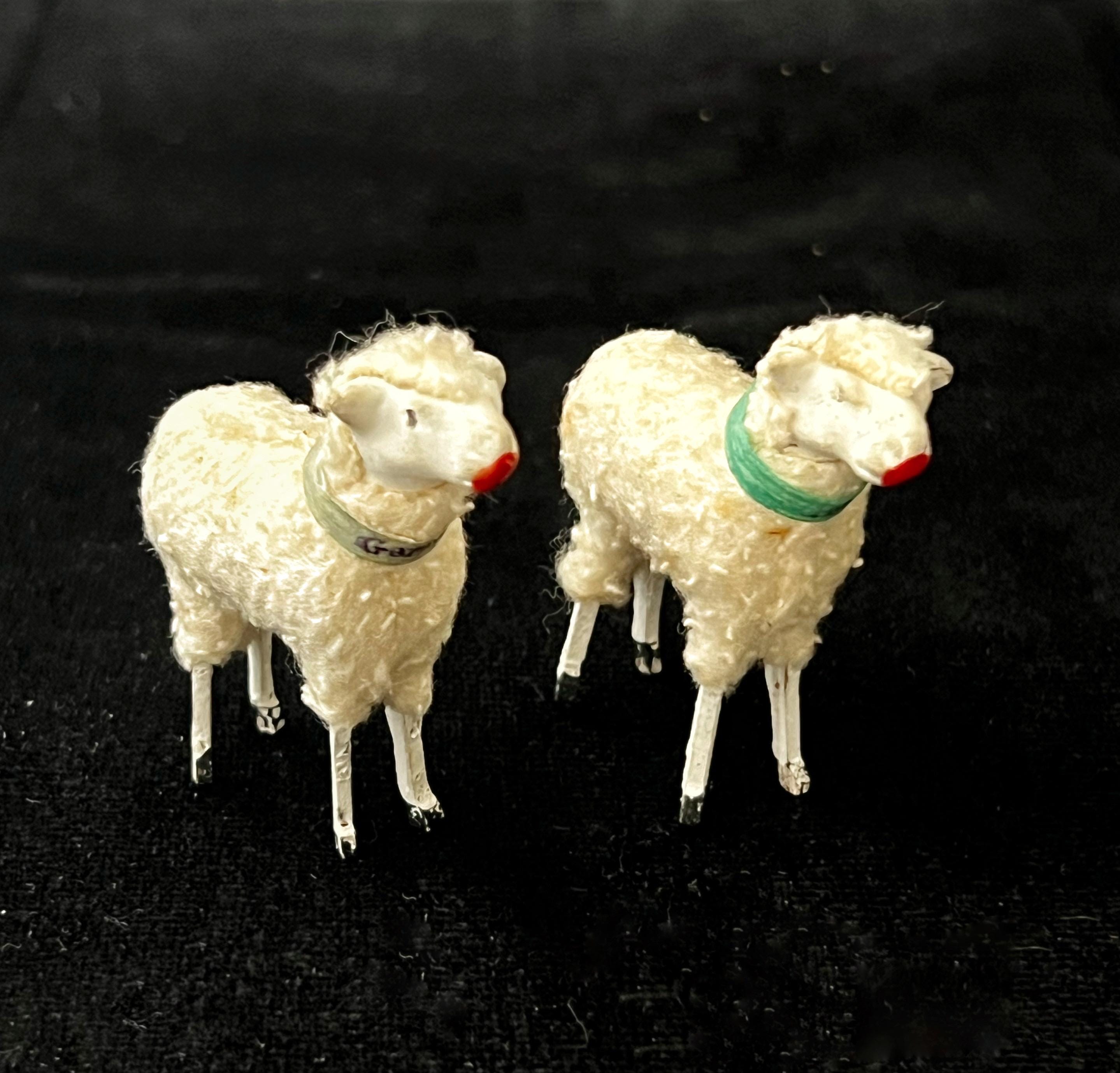 Putz 羊のペア 小さなミニチュア ドイツ イースター クリスマス