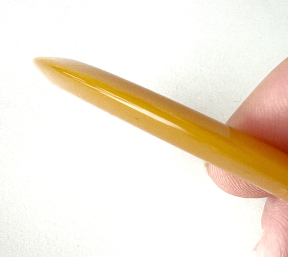 Bakelite Bracelet Spacer Bangle Golden Yellow Kni… - image 2