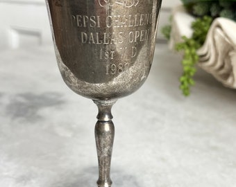 Vintage Trophy Dallas Pepsi Challenge 1980 Engraved Silverplate Loving Cup