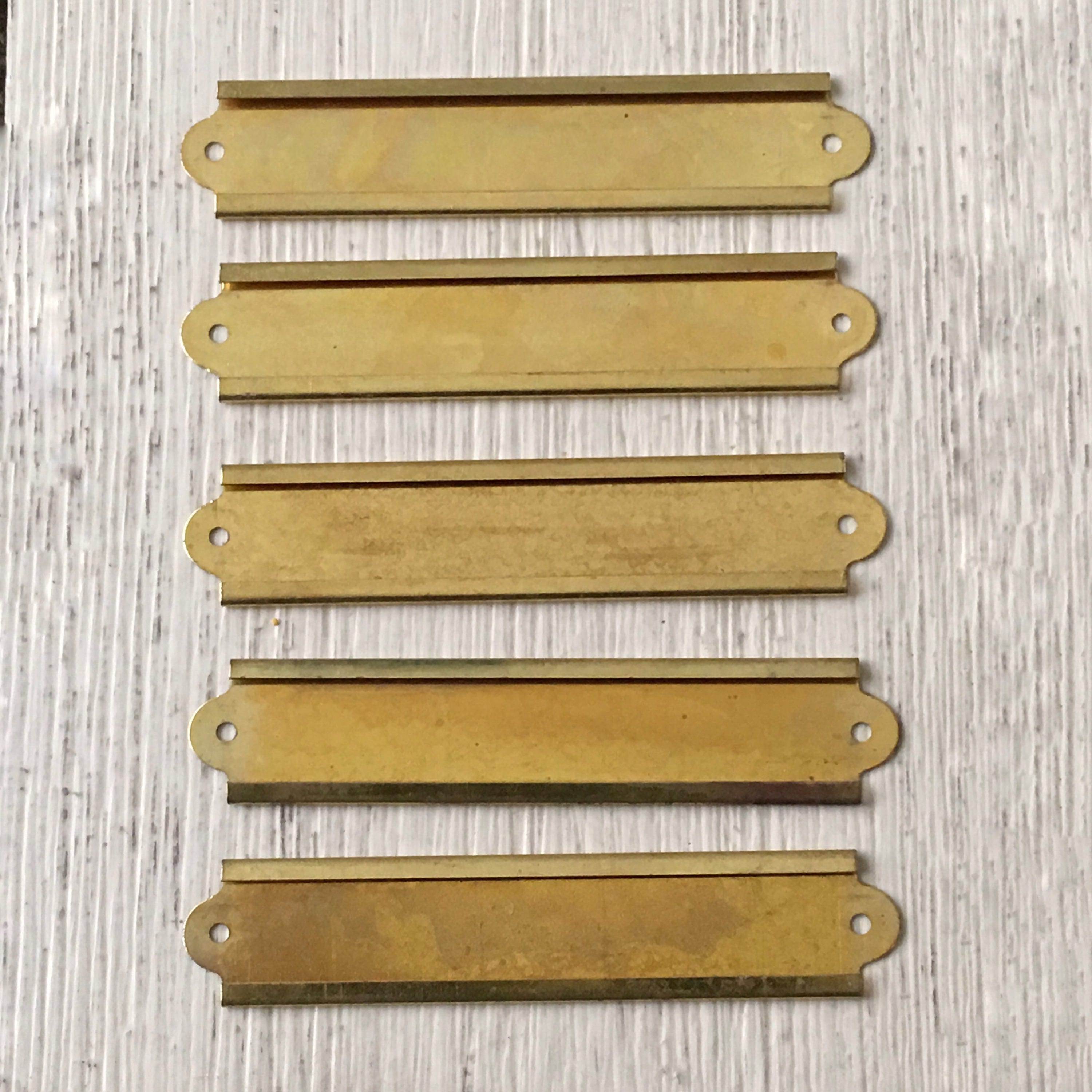 Vintage Brass Label Holders File Drawer Name Plates