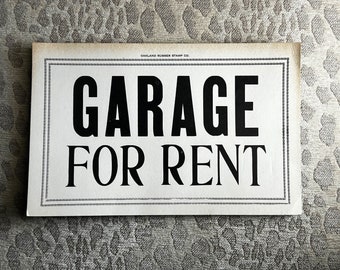 Garage for Rent Vintage Sign Signage Retro Wall Art