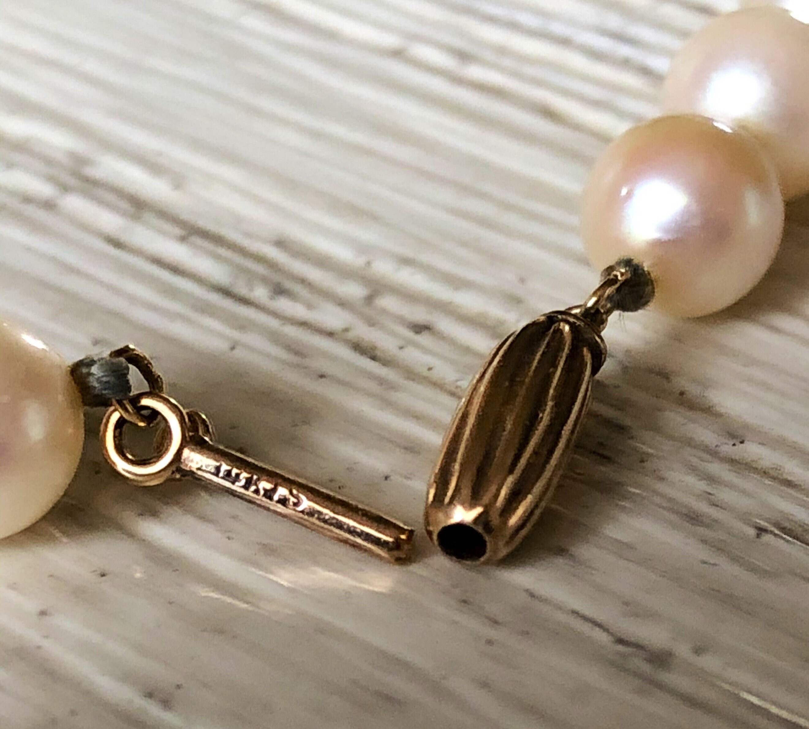 14K Gold Pearl Opera Necklace Vintage Fine Jewelry Fancy