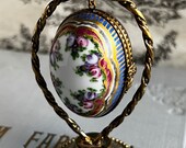 Hanging Limoges Egg Floral Hinged Trinket Box Rare