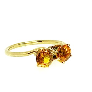 Vintage 14K Gold Citrine Toi Et Moi Bypass Ring Fine Jewelry Size 4 1/2 image 2
