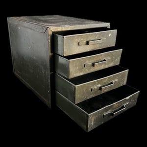Vintage Metal Drawers Little Box Industrial Green Cabinet