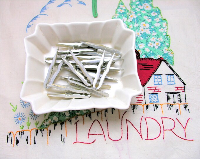 RESERVED Vintage Aluminum Clothespins Clothes Pin Laundry Room