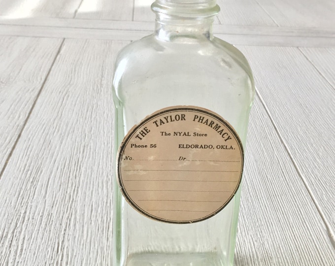 Vintage Medicine Bottle Taylor Pharmacy Label