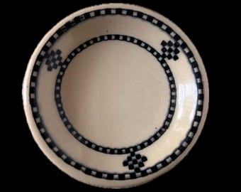 Mantequilla vintage negra y marrón Shenango China Chunky Inca Ware