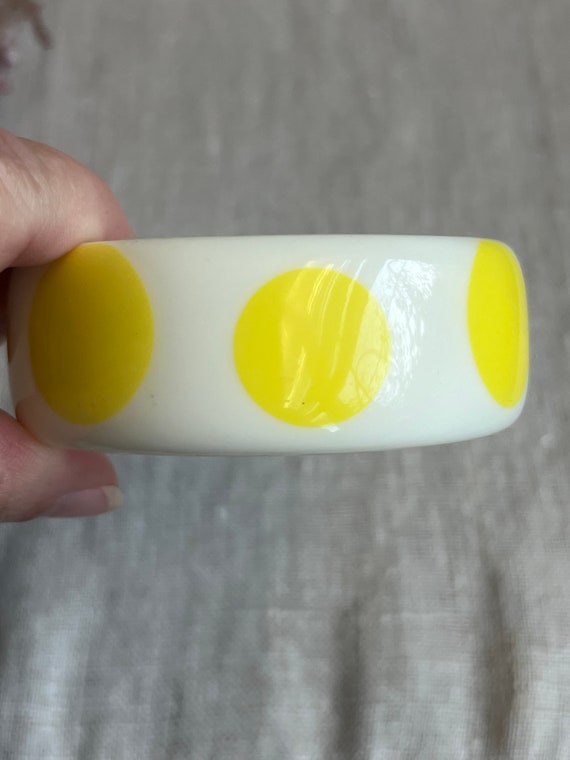 Wide Bangle Bracelet Yellow Dots Vintage Laminated