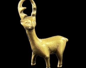 Vintage Brass Deer Figurine 2.5&quot; Tall
