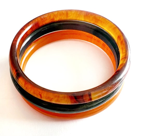 Bakelite Stack Bracelets Stacking Bangles Fall Au… - image 2