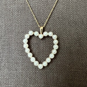 Luminous Pearl Heart Pendant 14k Gold Vintage Sentimental Jewelry - Etsy