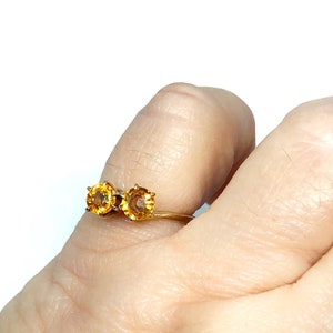 Vintage 14K Gold Citrine Toi Et Moi Bypass Ring Fine Jewelry Size 4 1/2 image 7