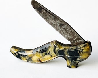 Figural Pocket Pen Knife Vintage Folding Women's Shoe Novelty