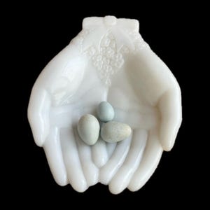 Vintage Avon Milk Glass Hand Dish: Jewelry, Soap, Candy Holder