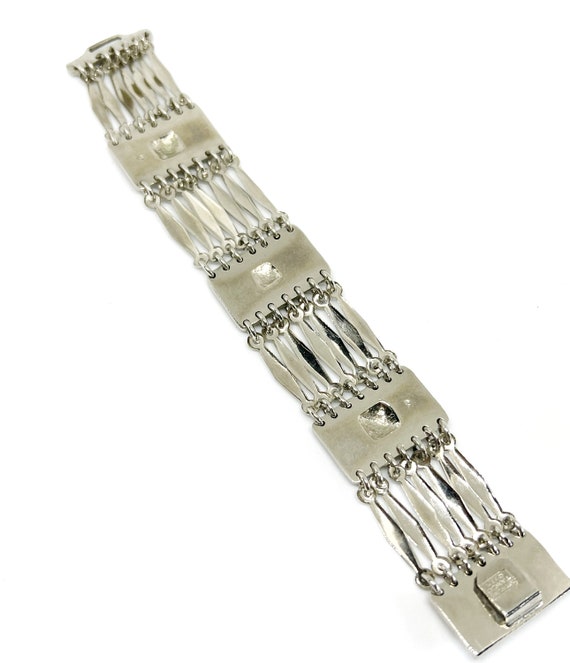 Slinky Silver Bracelet Taxco .925 Embossed - image 4