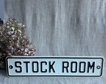 Stock Room Vintage Metal Sign Black & White