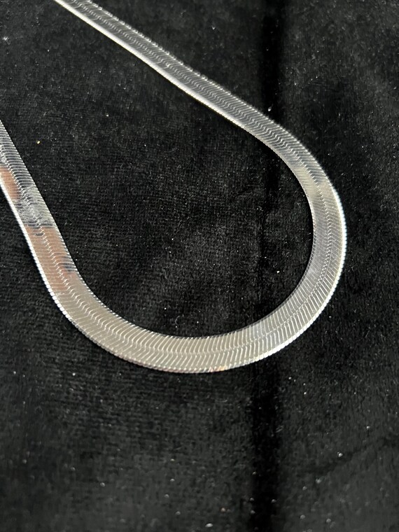 Heavy Silver Herringbone Chain Thick Vintage Ster… - image 7