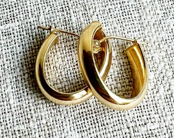14K Gold Earrings Gorgeous Puffy Hoops
