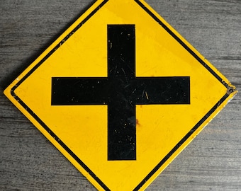 Miniature Crossroad Sign Highway Intersection Warning Steel Cross Signage