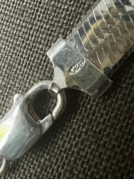 Heavy Silver Herringbone Chain Thick Vintage Ster… - image 5