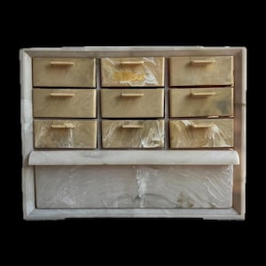 Vintage 10 Drawer Marbleized Cabinet Storage Parts Small Sewing Portable Organizer Apothecary Crafts Office Tools Akro-Mils