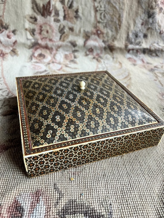 Jewelry Box Antique Islamic Art Inlaid Sadeli Mosa