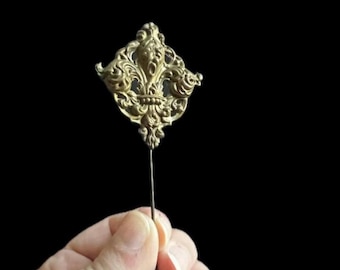 Antique Hatpin Golden Brass Art Nouveau Hat Pin