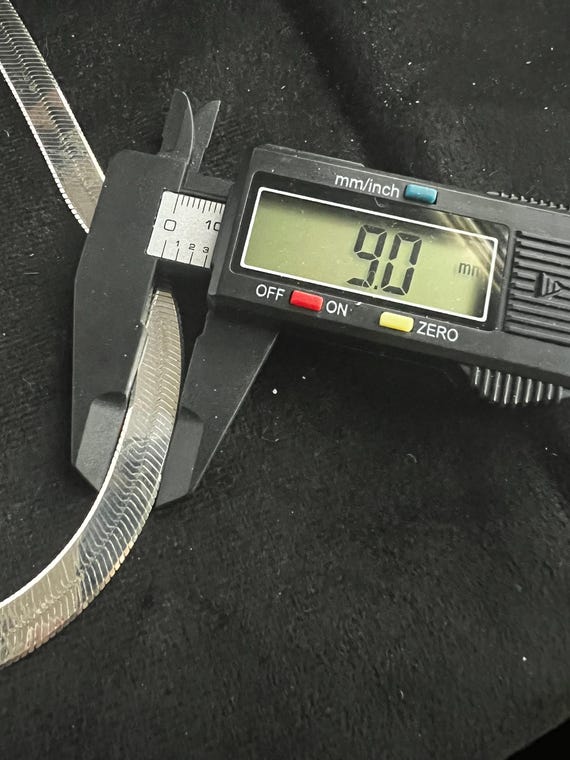 Heavy Silver Herringbone Chain Thick Vintage Ster… - image 9