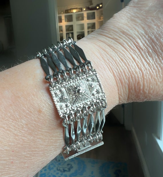 Slinky Silver Bracelet Taxco .925 Embossed - image 6