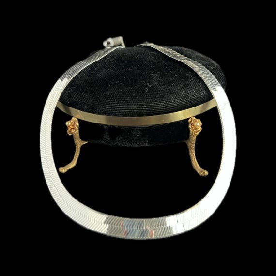 Heavy Silver Herringbone Chain Thick Vintage Ster… - image 1