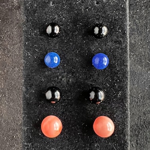 14K Gemstone Stud Earrings Onyx, Lapis, Coral Balls YOUR CHOICE