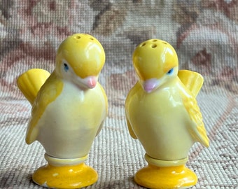 Canary Salt & Pepper Shakers Vintage Yellow Kitchen