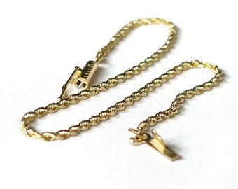 14k Gold Rope Bracelet 7” Diamond Cut