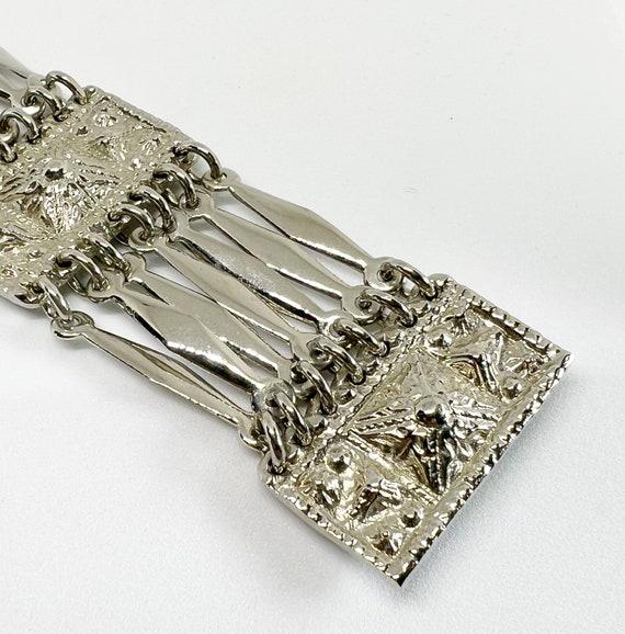 Slinky Silver Bracelet Taxco .925 Embossed - image 3