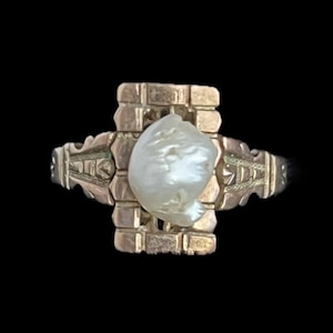 Antique Mississippi River Pearl Ring 10k Rose Gold Eastlake Victorian