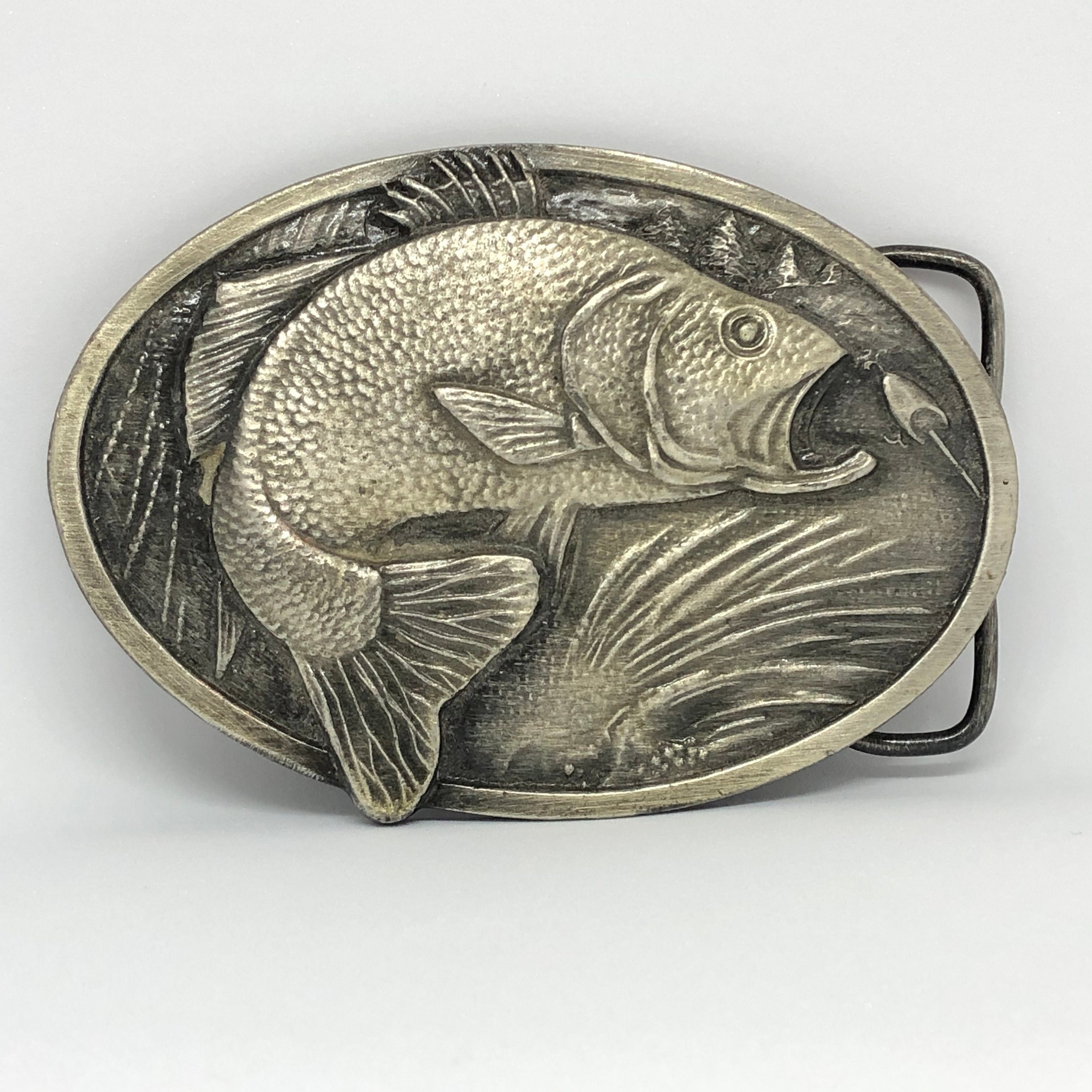 Vintage Brass Fish Belt Buckle Bass - craibas.al.gov.br