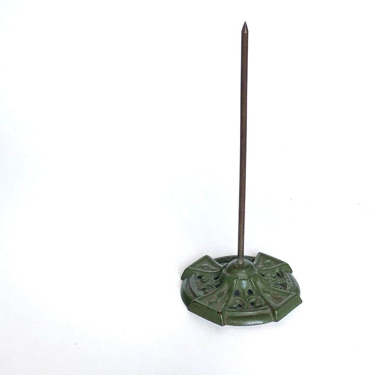 Paper Spindle Paperwork Organization Vintage Office Desk Display Metal Spike Rustic Patina