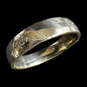 Silver Bangle Vintage Bracelet Classic Engraved Hinged Style Craftmere Sterling