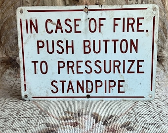 In Case of Fire Vintage Sign Red White Metal Industrial Decor