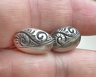 Heavy Silver Cufflinks Victorian Scrolls Sterling Engravable Fashion Accessory