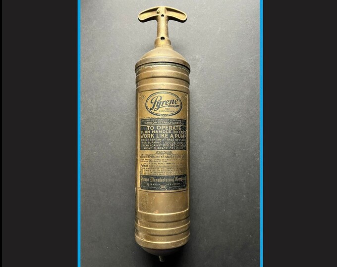 Antique Pyrene Fire Extinguisher Brass Auto Accessory