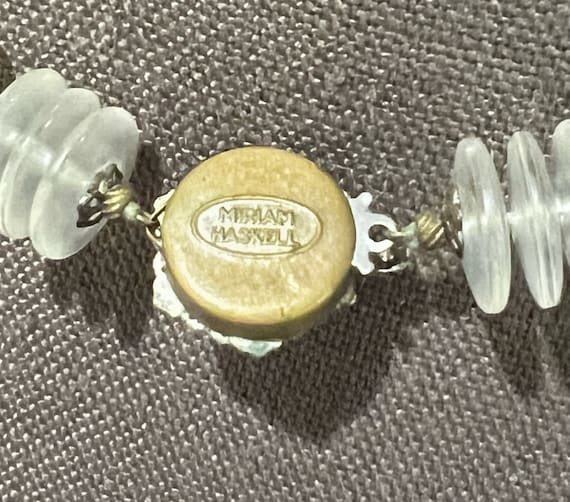 Signed Miriam Haskell Lucite Bead & Rhinestone Ro… - image 6