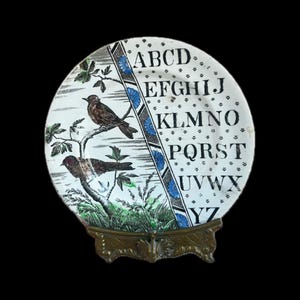 Brownhills Pottery Co. Antique Transferware ABC Child’s Plate Birds