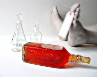 Antique Embalming Fluid Bottle Halloween Morticians Supply Tru-Tone Mortuary Pharmacy Apothecary Post Mortem Oddity