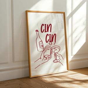 Cin Cin Cheers Print: Retro Bar Cart Kitchen Art (Digital Download)